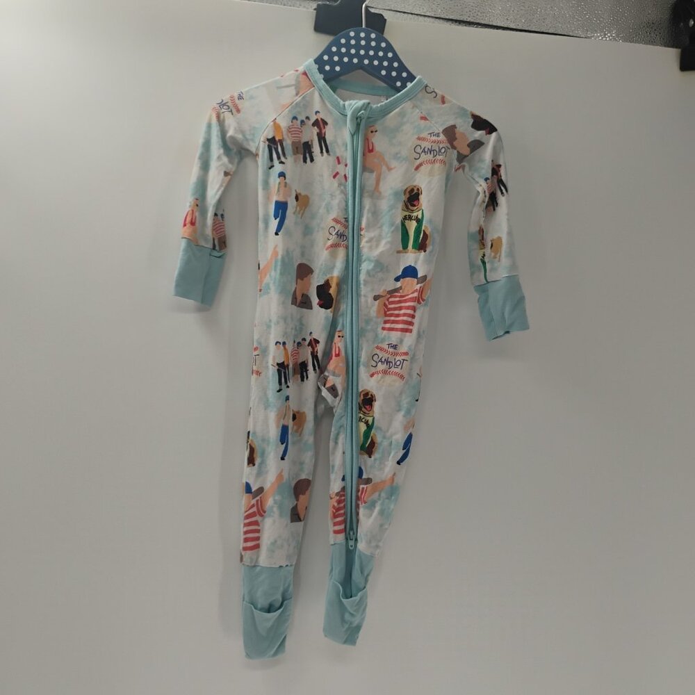 VELVETEEN BY BUNNY KNOTS BAMBOO COTTON PAJAMA 3-6 MONTHS BASEBALL DOD PATTER HER